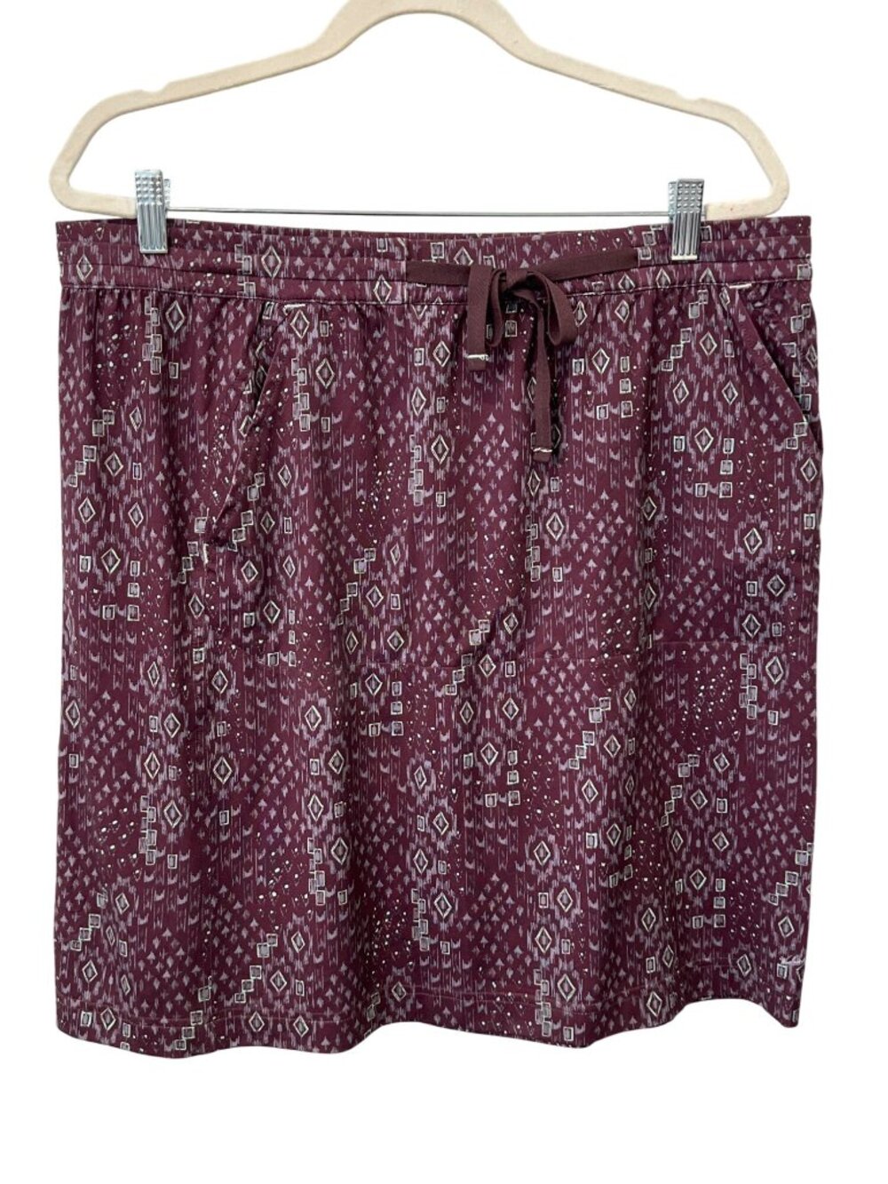 Woolrich Skirt XL Geometric Print Elastic Waist Drawstring Purple Outdoorsy NEW